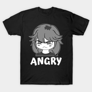 Funny Manga Angry Pout Face Little Girl Chibi Meme T-Shirt